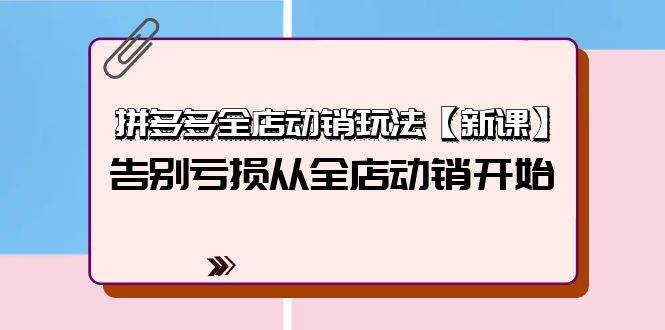 拼多多全店动销玩法【新课】，告别亏损从全店动销开始（4节视频课）-智领未来创业网