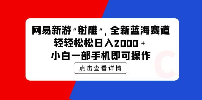 网易新游 射雕 全新蓝海赛道，轻松日入2000＋小白一部手机即可操作-智领未来创业网