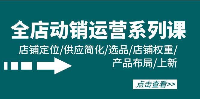 全店·动销运营系列课：店铺定位/供应简化/选品/店铺权重/产品布局/上新-智领未来创业网