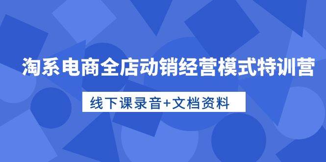 淘系电商全店动销经营模式特训营，线下课录音+文档资料-智领未来创业网