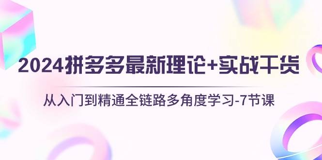 2024拼多多 最新理论+实战干货，从入门到精通全链路多角度学习-7节课-智领未来创业网