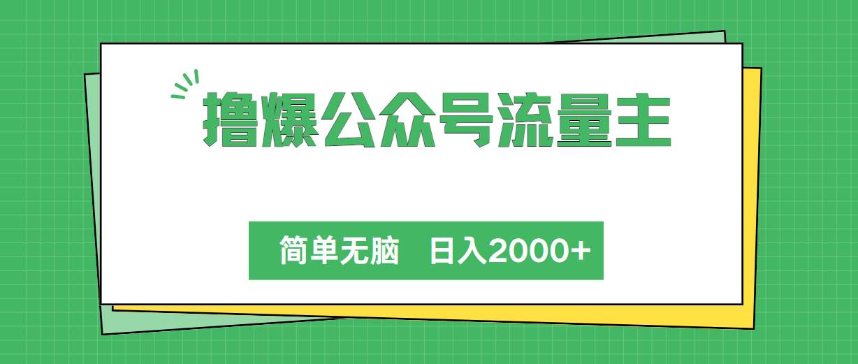 撸爆公众号流量主，简单无脑，单日变现2000+-智领未来创业网
