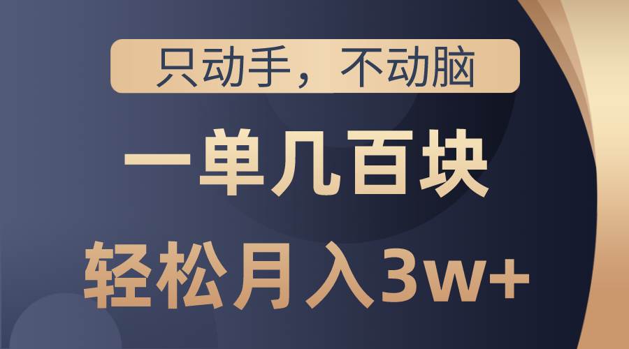 只动手不动脑，一单几百块，轻松月入3w+，看完就能直接操作，详细教程-智领未来创业网