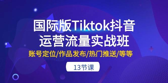 国际版Tiktok抖音运营流量实战班：账号定位/作品发布/热门推送/等等-13节-智领未来创业网