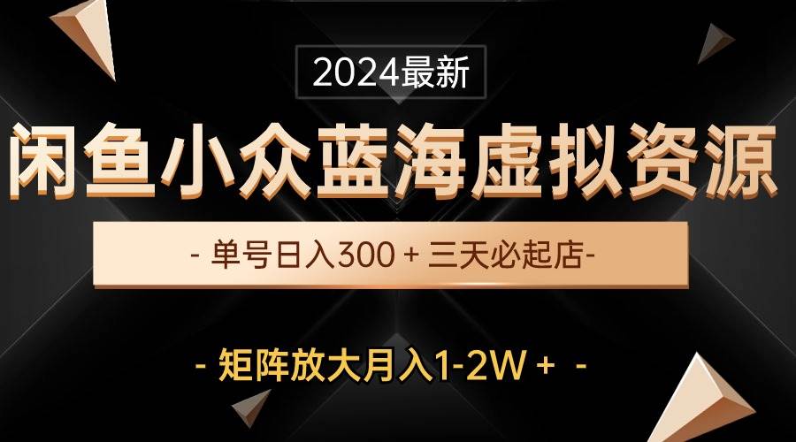 最新闲鱼小众蓝海虚拟资源，单号日入300＋，三天必起店，矩阵放大月入1-2W-智领未来创业网