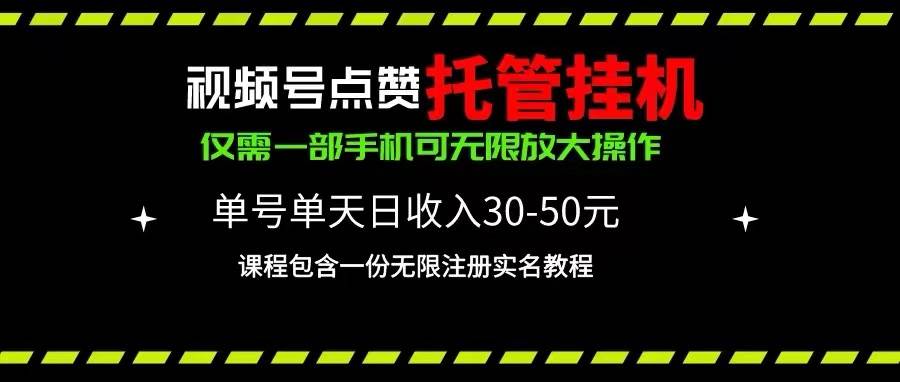 视频号点赞托管挂机，单号单天利润30~50，一部手机无限放大（附带无限…-智领未来创业网