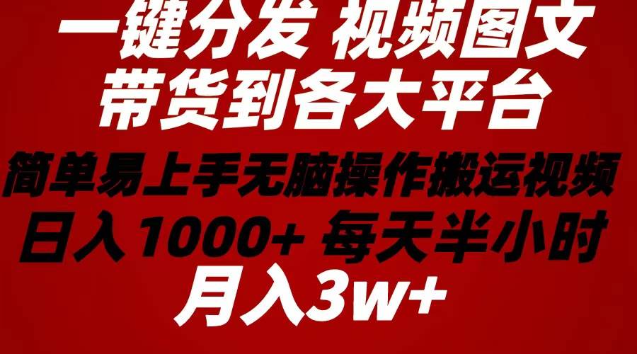 2024年 一键分发带货图文视频  简单易上手 无脑赚收益 每天半小时日入1…-智领未来创业网