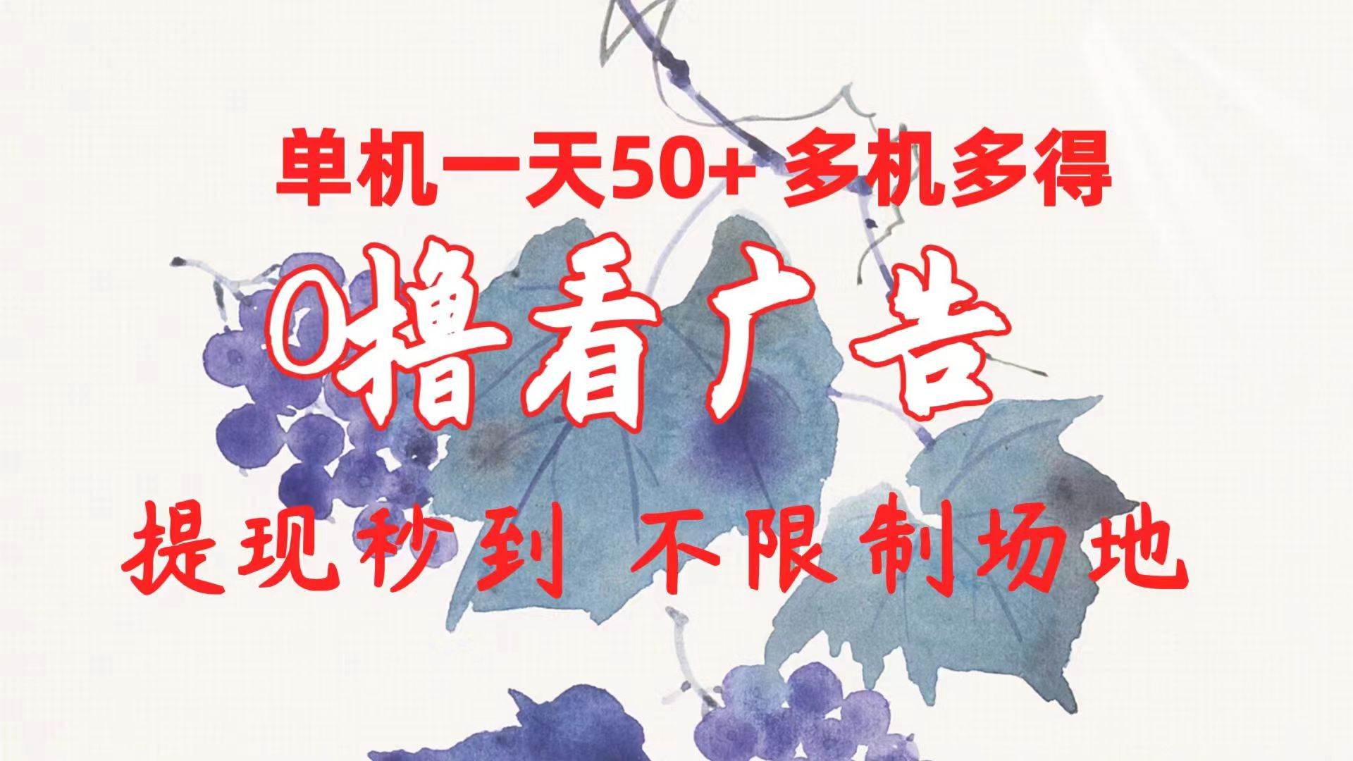 0撸看广告 单机一天50+多机多得 提现秒到 不限制场地操作-智领未来创业网