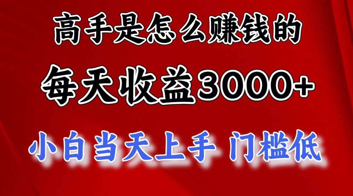 高手是怎么赚钱的，一天收益3000+ 这是穷人逆风翻盘的一个项目，非常稳…-智领未来创业网