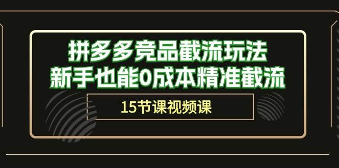 拼多多竞品截流玩法，新手也能0成本精准截流（15节课）-智领未来创业网