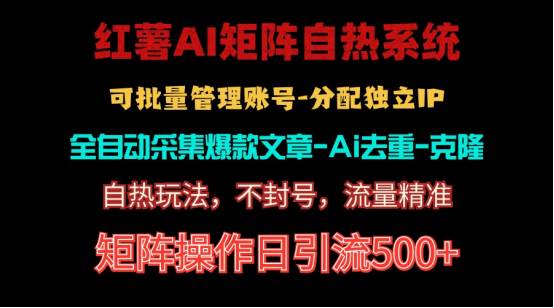 红薯矩阵自热系统，独家不死号引流玩法！矩阵操作日引流500+-智领未来创业网