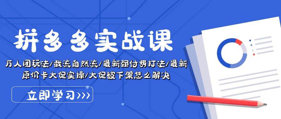 拼多多·实战课：万人团玩法/截流自然流/最新强付费打法/最新原价卡大促..-智领未来创业网