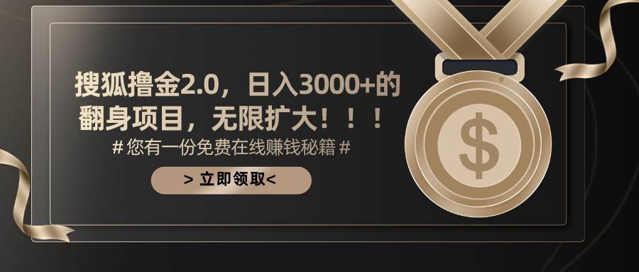 搜狐撸金2.0日入3000+，可无限扩大的翻身项目-智领未来创业网