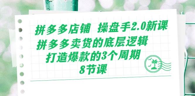 拼多多店铺 操盘手2.0新课，拼多多卖货的底层逻辑，打造爆款的3个周期-8节-智领未来创业网