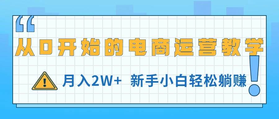 从0开始的电商运营教学，月入2W+，新手小白轻松躺赚-智领未来创业网