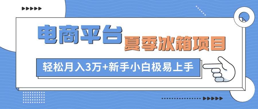 电商平台夏季冰箱项目，轻松月入3万+，新手小白极易上手-智领未来创业网