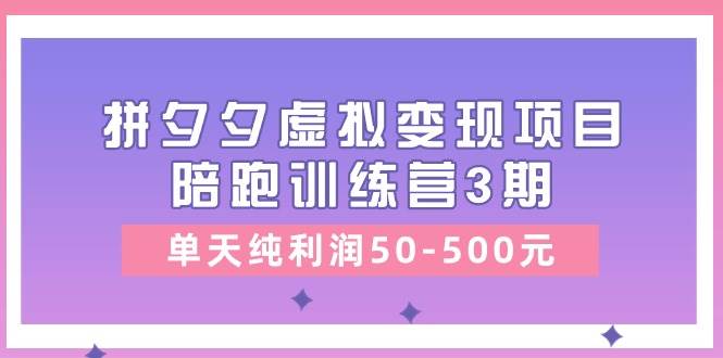 某收费培训《拼夕夕虚拟变现项目陪跑训练营3期》单天纯利润50-500元-智领未来创业网