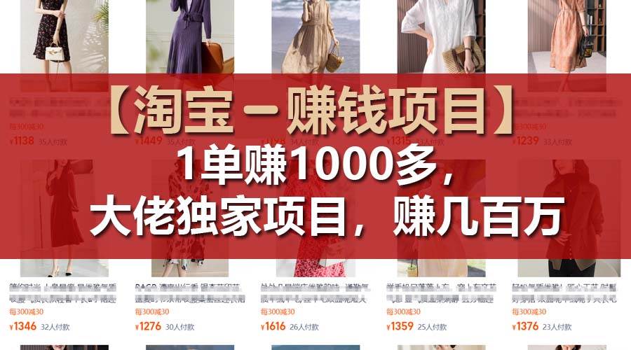 【淘宝赚钱项目】1单可赚1000多，大佬独家项目，年赚几百万-智领未来创业网