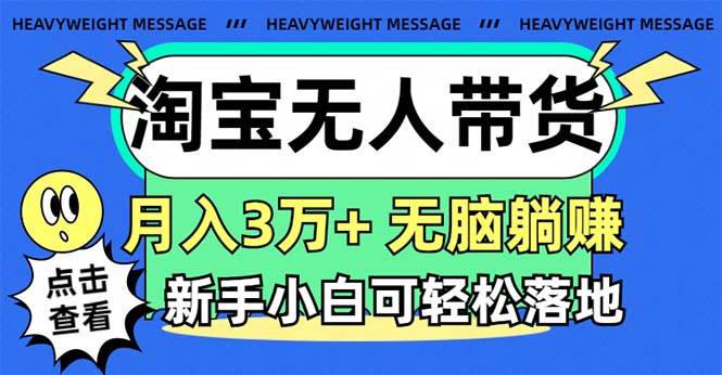 淘宝无人带货3.0高收益玩法，月入3万+，无脑躺赚，新手小白可落地实操-智领未来创业网