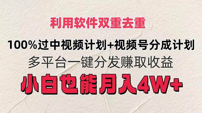 利用软件双重去重，100%过中视频+视频号分成计划小白也可以月入4W+-智领未来创业网