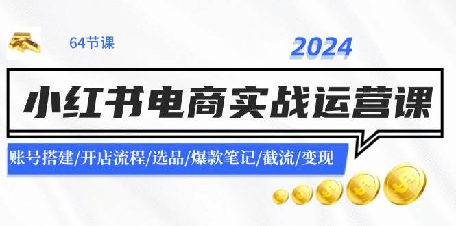 2024小红书电商实战运营课：账号搭建/开店流程/选品/爆款笔记/截流/变现-智领未来创业网