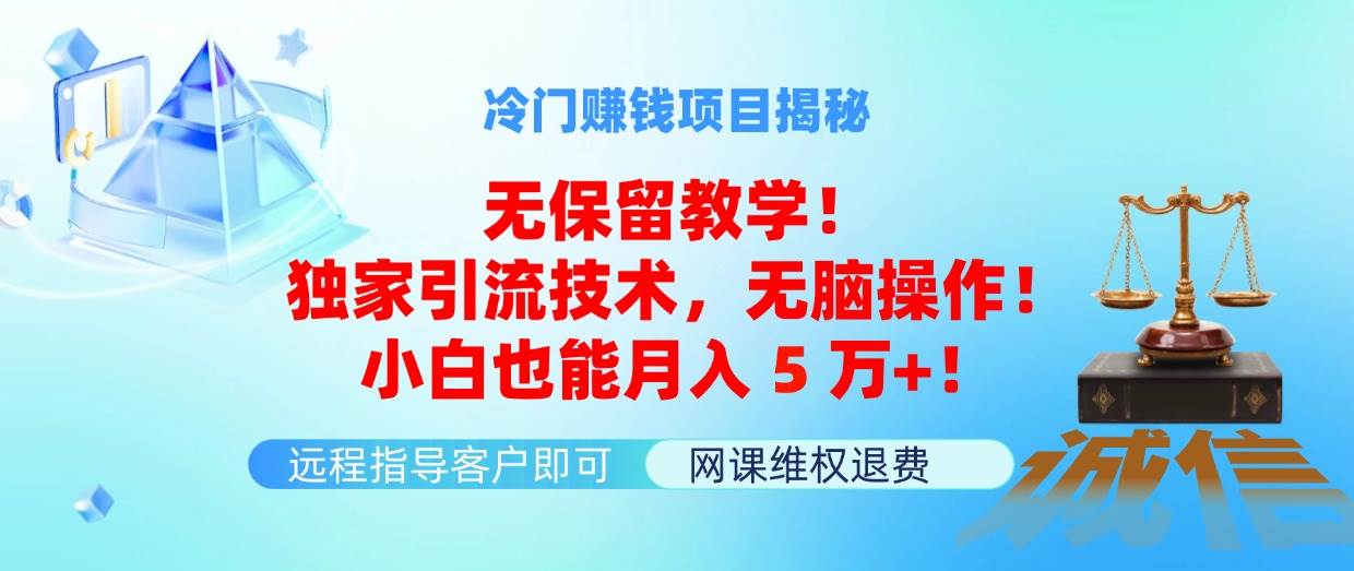冷门赚钱项目无保留教学！独家引流技术，无脑操作！小白也能月入5万+！-智领未来创业网