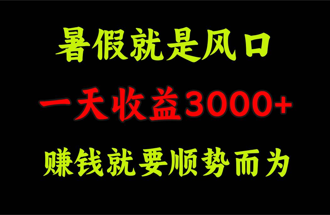 一天收益3000+ 赚钱就是顺势而为，暑假就是风口-智领未来创业网