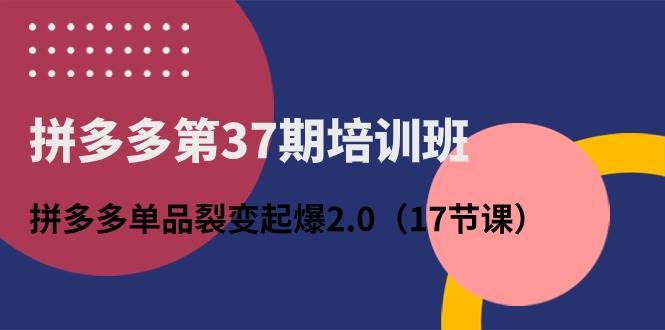 拼多多第37期培训班：拼多多单品裂变起爆2.0（17节课）-智领未来创业网