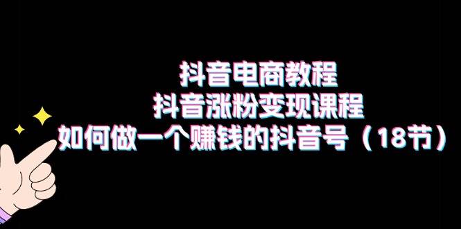 抖音电商教程：抖音涨粉变现课程：如何做一个赚钱的抖音号（18节）-智领未来创业网