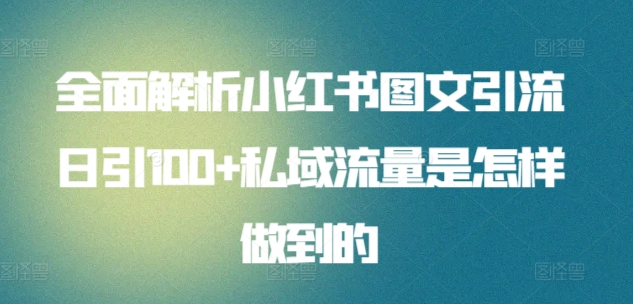 全面解析小红书图文引流日引100私域流量是怎样做到的-智领未来创业网