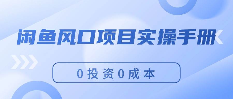 闲鱼风口项目实操手册，0投资0成本，让你做到，月入过万，新手可做-智领未来创业网