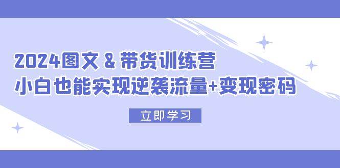 2024 图文+带货训练营，小白也能实现逆袭流量+变现密码-智领未来创业网