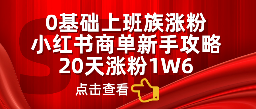 0基础上班族涨粉，小红书商单新手攻略，20天涨粉1.6w-智领未来创业网