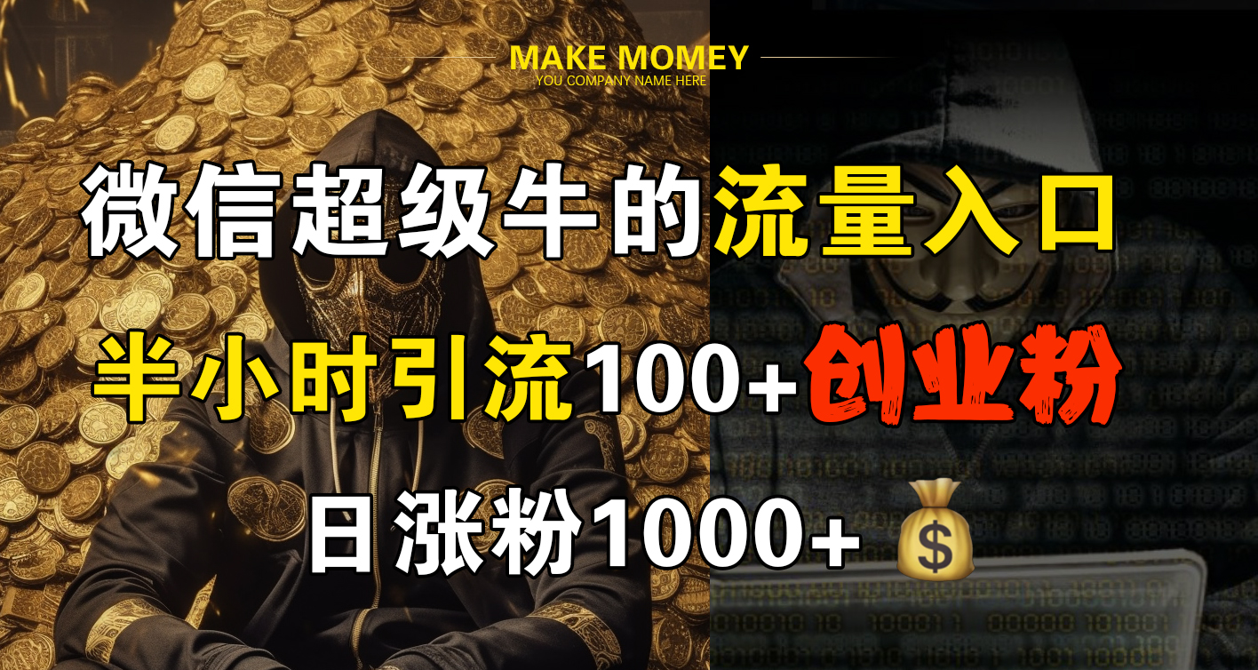 微信超级牛的流量入口，半小时引流100+创业粉，日涨粉1000+-智领未来创业网