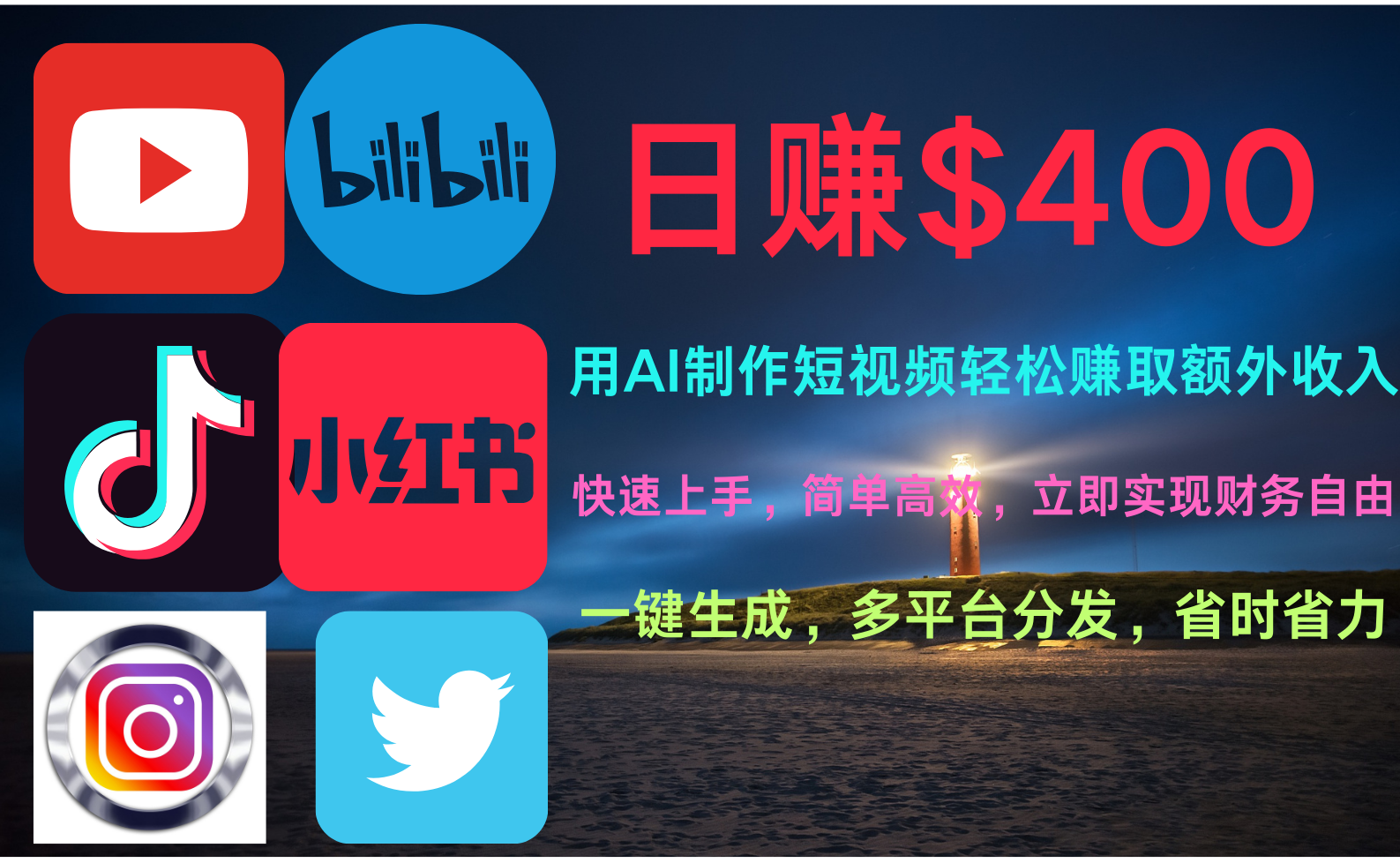 玩转全网视频平台，创造视频就能轻松赚取每天400美金-智领未来创业网