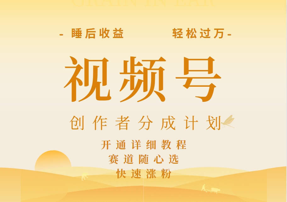 详解视频号创作者分成计划，暴力起号，可同步多平台，实现睡后收入2W+，看懂即可操作！-智领未来创业网