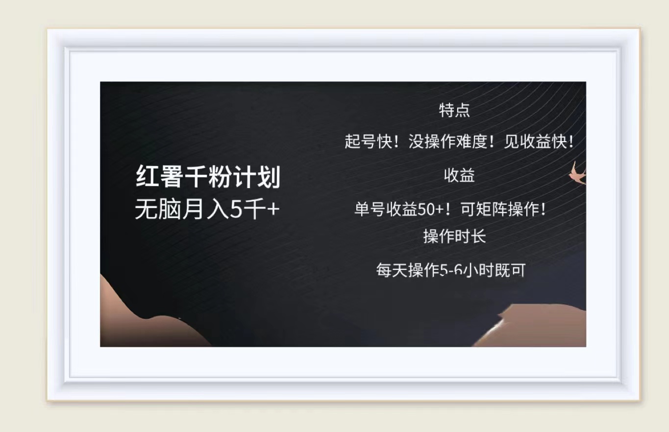 红薯千粉计划无脑月入5千➕！既做既赚！-智领未来创业网