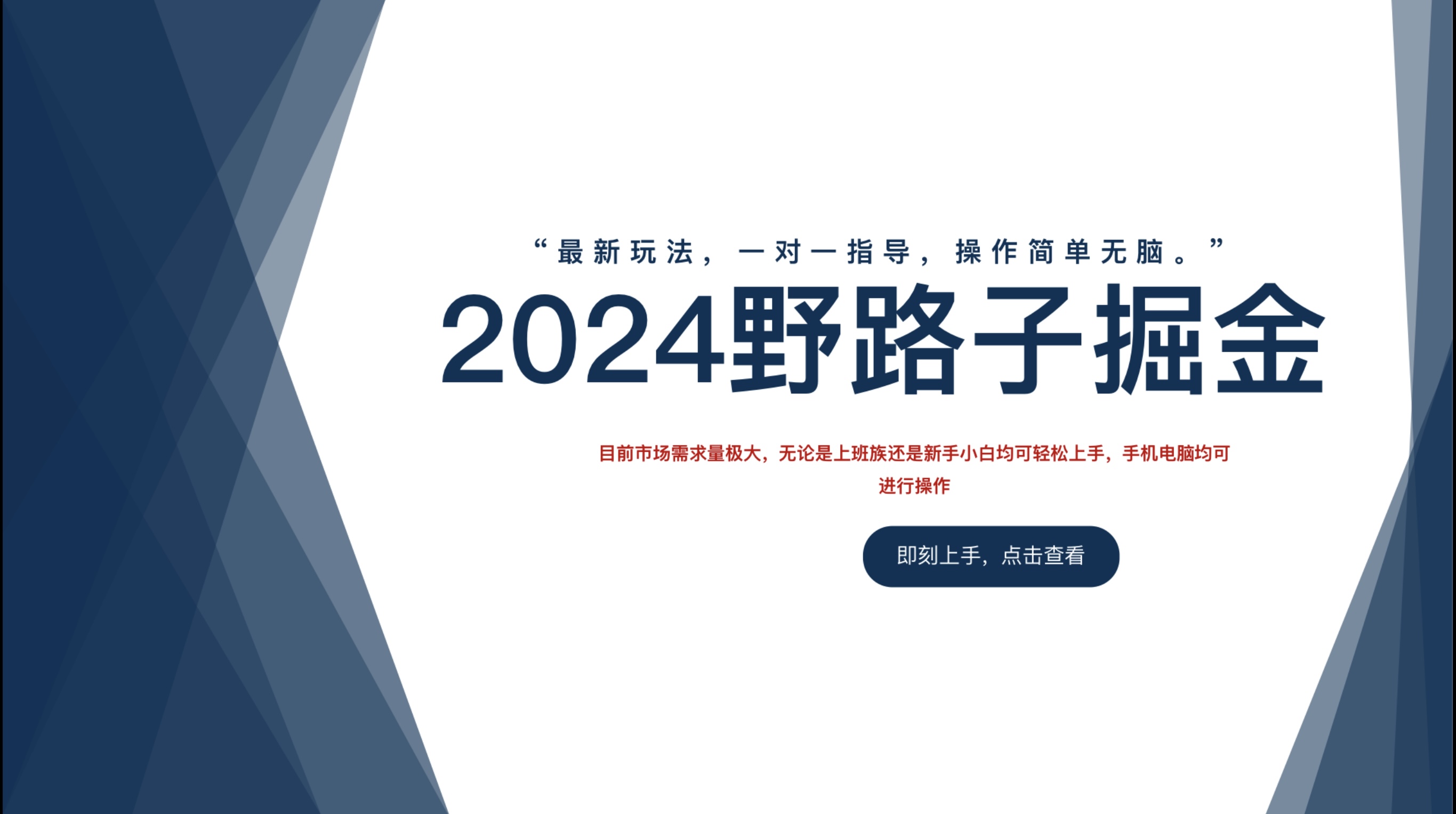 2024野路子掘金，最新玩 法， 一对一指导，操作简单无脑。-智领未来创业网