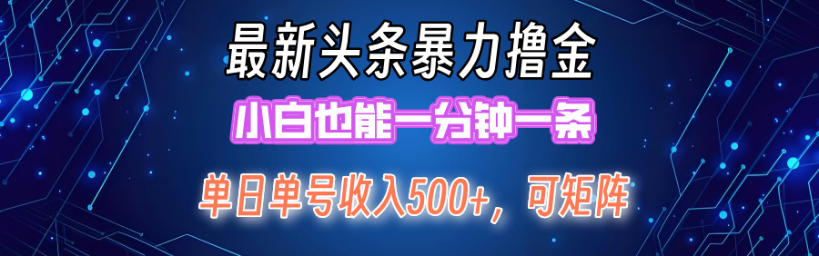 最新头条撸金，小白也能一分钟一条-智领未来创业网