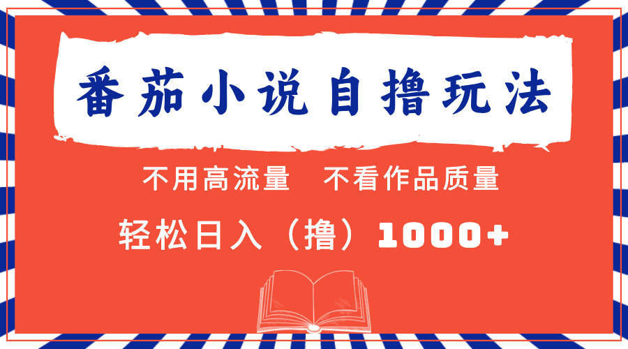 番茄小说最新自撸 不看流量 不看质量 轻松日入1000+-智领未来创业网