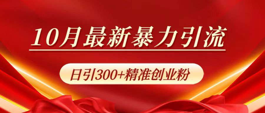 10月最新暴力引流，日引300+精准创业粉-智领未来创业网