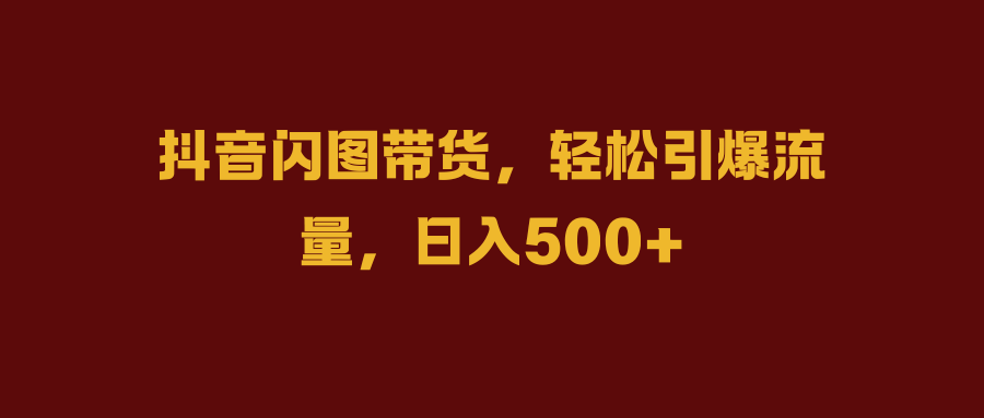 抖音闪图带货，轻松引爆流量，日入500+-智领未来创业网