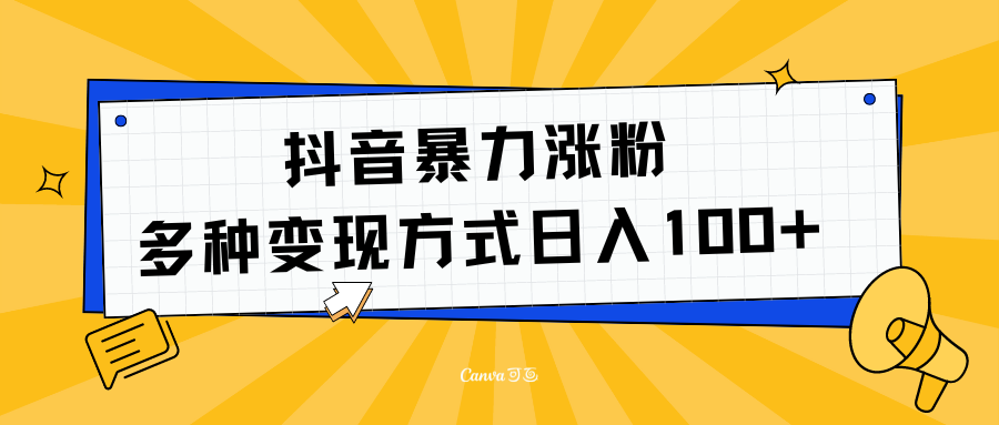 抖音暴力涨粉：多方式变现 日入100+-智领未来创业网
