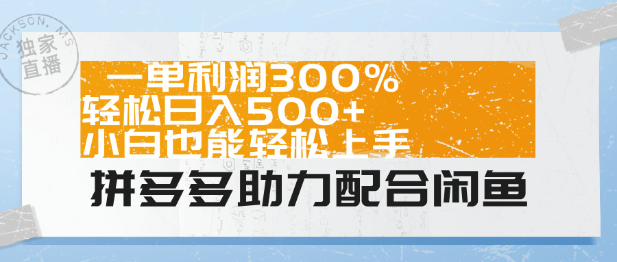拼多多助力配合闲鱼 一单利润300% 轻松日入500+ 小白也能轻松上手！-智领未来创业网