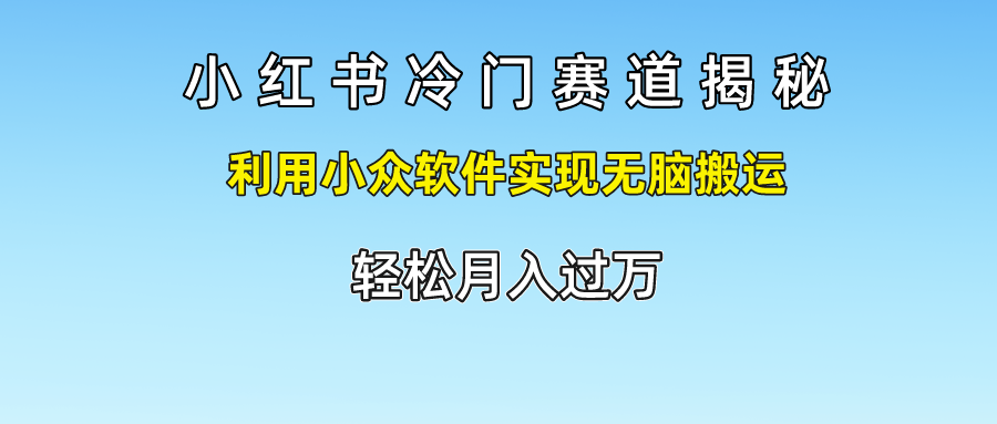 小红书冷门赛道揭秘,轻松月入过万，利用小众软件实现无脑搬运，-智领未来创业网