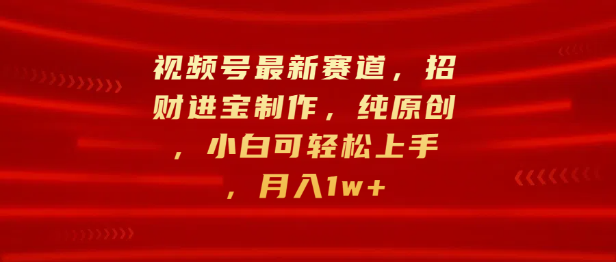 视频号最新赛道，招财进宝制作，纯原创，小白可轻松上手，月入1w+-智领未来创业网