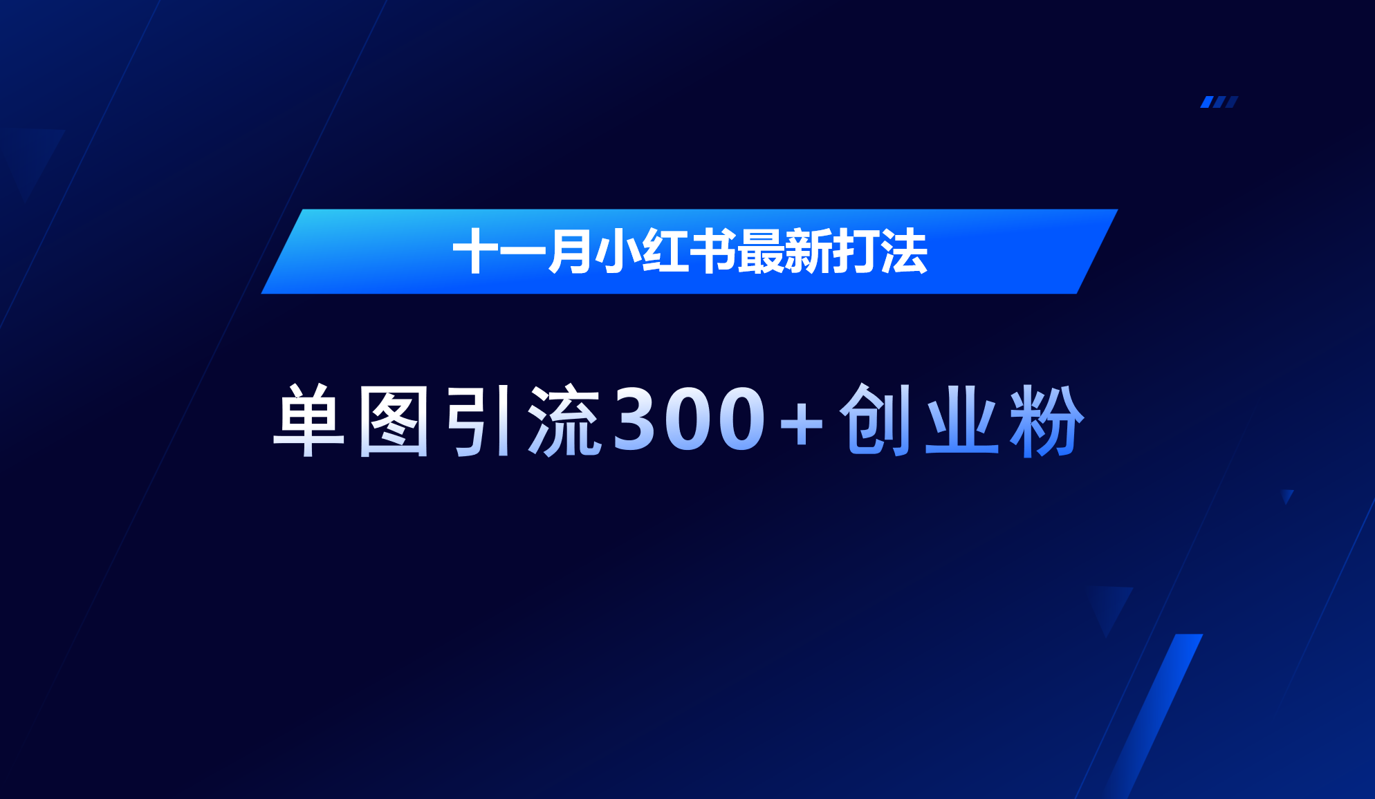 十一月，小红书最新打法，单图引流300+创业粉-智领未来创业网