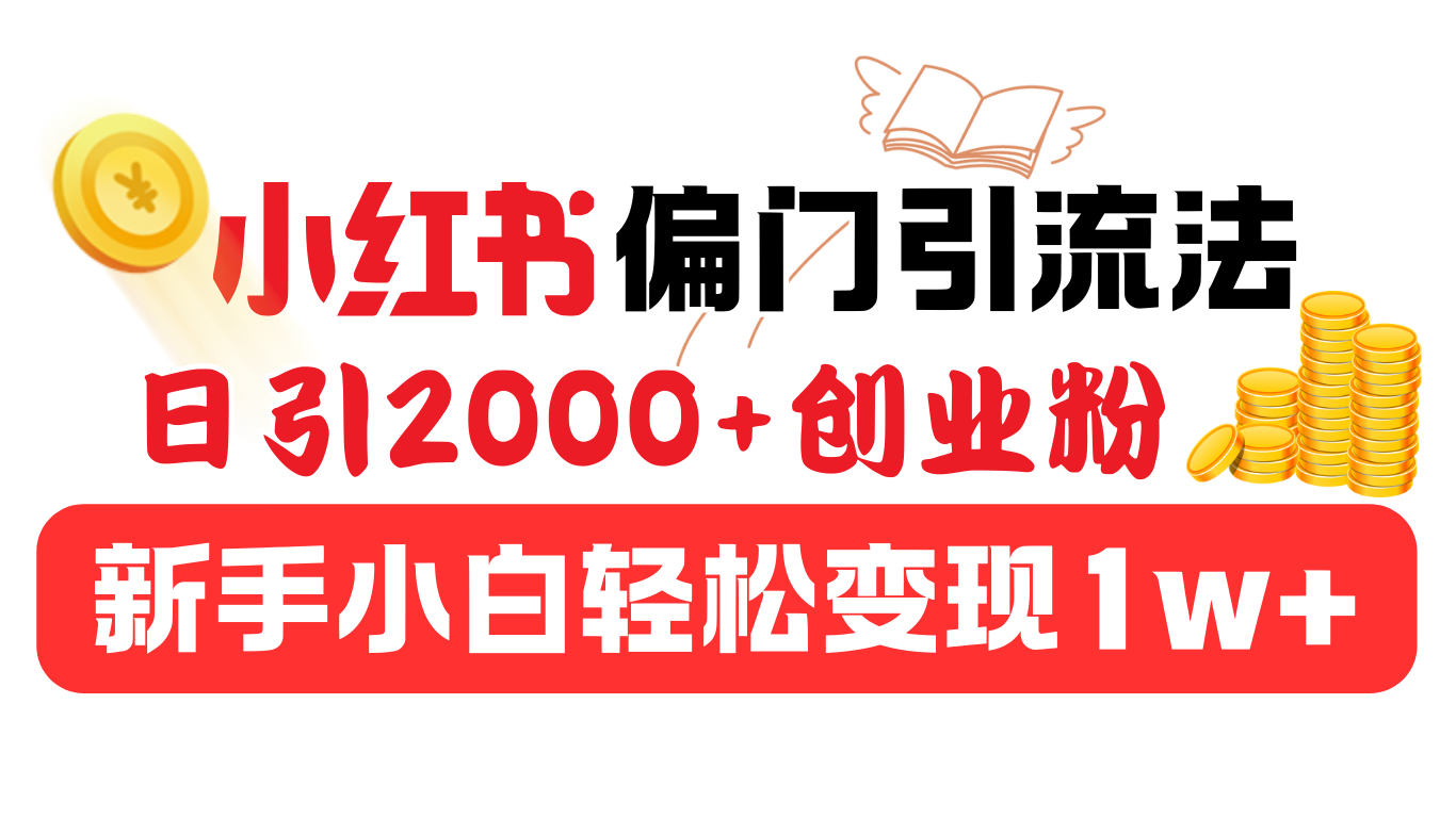 小红书偏门引流法，日引2000+创业粉，新手小白轻松变现1w+-智领未来创业网