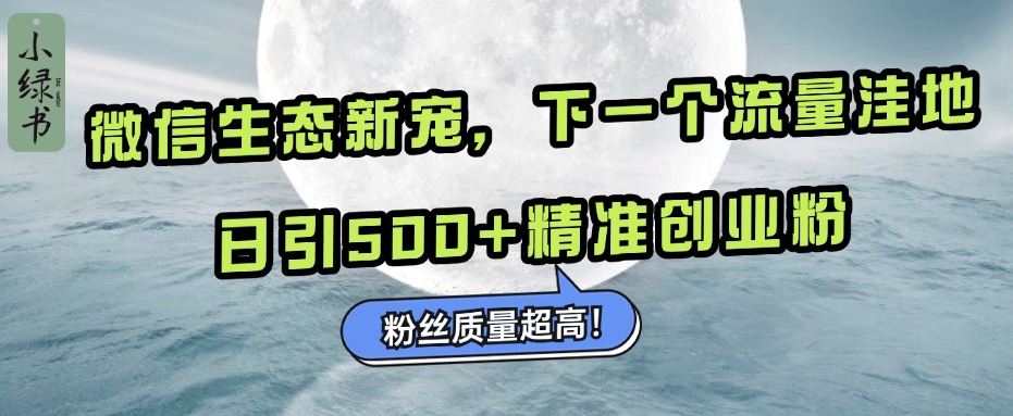 微信生态新宠小绿书：下一个流量洼地，粉丝质量超高，日引500+精准创业粉，-智领未来创业网
