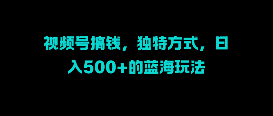 视频号搞钱，独特方式，日入500+的蓝海玩法-智领未来创业网